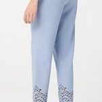 Dennis Basso Cloudy Blue Luxe Crepe Laser-Cut Ankle Pants Size Large Petite Photo 1