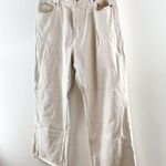 H&M High Rise Cotton Button Fly Straight Leg Jeans Cream Bone 14 Photo 7