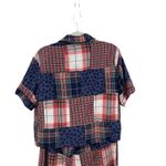 Aerie  Flannel Pajama Set Madras Plaid Check Leopard Blue Red Size Small / Medium Photo 6