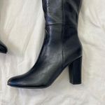 NEW 90s Style Black Faux Leather Slouchy Knee High Heel Elegant Glam Boots 8.5 Photo 2