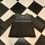 Anthropologie  Guinevere Cardigan Fair Isle Knit Sweater Capelet Brown Rainbow L Photo 5