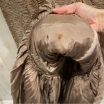 Vintage 80’s heavy beaded silk mesh shirred bodice luxury midi gown dreamy Tan Photo 4