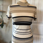 Chandler Hill Knit Mock Neck Striped Short Sleeve Sweater Top Womens Size S Photo 0