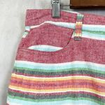 Old Navy  Striped Linen Blend Skirt‎ Womens Size 12 Red Multicolor Coastal Resort Photo 1