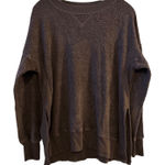 Aerie  Oversized Sherpa Fleece Pullover Sweatshirt Women's Small Brown Photo 0