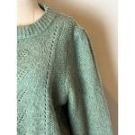FRNCH Sweater Women Large Green Fuzzy Knit Puff Ballon Sleeve Crew Neck Pullover Photo 7