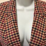 Merona VTG Camel/Red Plaid One Button Blazer Size 12 Lined Shoulder Pads Fall Preppy Photo 5