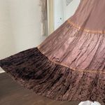 Ethereal Fairy Grunge Brown Tan Velvet Satin Flowy Midi Maxi Rayon Skirt S Photo 1