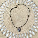 Italian Glass Millefiori Round Pendant Silver Rim Black Leather Strap Necklace Photo 5