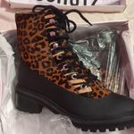 Schutz  leopard animal print w/zebra mafalda calf hair leather boots size 8B Photo 0