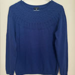 Talbots  Cable Yoke Cotton Cashmere Blend Sweater Navy Size Medium Pullover Photo 0