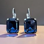 Handcrafted earrings with sparkly Austrian crystal in Montana blue Photo 0