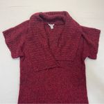 Sonoma Short Sleeve Cowl Neck Knit Sweater Size XL red burgundy maroon V-neck Photo 1