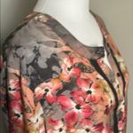 Tolani Collection of India Charming Floral Long Roll Up Sleeve Button Up Blouse Pink Photo 4