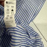 Halara  V Neck Long Sleeve Work Blouse Half Sleeve Blue Stripe Seersucker Size L Photo 8