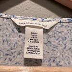 H&M Linen Blend Balloon Sleeve Button Up Blue White Floral Peasant Blouse Sz XS Photo 2