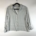 Jane and Delancey  Relaxed Stripe Button Down Top Size Medium Womens NWT Boho Photo 0