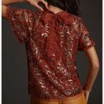 Anthropologie Sequin Embellished Top in Rust Flare Sleeve Size XS Photo 1