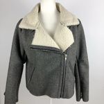 J.O.A. Shearling Lined Raw Edge Moto Biker Jacket Photo 4