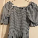 MikaRose  The Spencer Faded Denim Sheen Smocked Waist Puff Sleeve Dress Size XS Photo 2