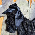 Vintage Black Velvet Floral Glitter Prom Dress Photo 2