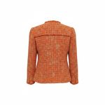 Ann Taylor Tweed Jacket Size 14 Fringe Edge Orange Spark Lined Decorative Button Photo 1