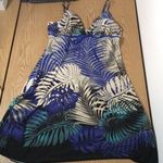 Women’s Sexy Kala Tropical Print Dress Stretchy Soft Liteweight Blue Size Large Photo 3