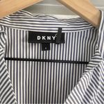 DKNY  Asymmetrical Navy and White Button Down Shirt Photo 3