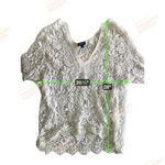 Womens Lace Crochet Top Size L White V Neck Boho Cottage Coastal Resort Romantic Size L Photo 7