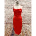 Princess Polly  Red Spaghetti Strap Lace Neckline Ruched Satin Dress Size 6 Photo 8