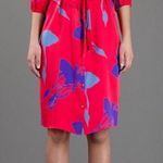 Tucker Disco in Red Sea Silk Ruched Abstract Button Up Shirt Dress Size M Size M Photo 0
