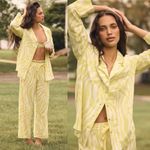 Anthropologie By  Flannel‎ Animal Print Pajama Top in Citron XXS NWT Photo 1