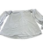Susana Monaco  Top Womens X Small White Blue‎ Off Shoulder Peasant Blouse Photo 4