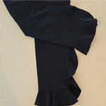 ZARA Black Capris Suit Pants With Ruffle Hem Photo 2