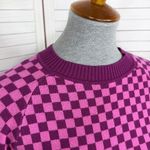 Future Collective Check Pullover Sweater Pink Purple Small Pink Photo 6