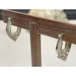 925 Sterling Silver Lace Filigree Heart Hoop Earrings Photo 2