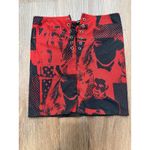 Edikted  Red Black Graphic Lace Up Mini Skirt  missing lace vintage Photo 2