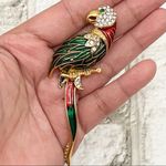 Vintage Unsigned Enamel Parrot Bird Brooch NOS Red Photo 1