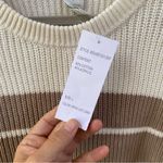 Design History  ivory cream colorblock taupe blue stripe tan crewneck sweater Photo 4