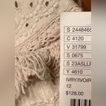 HD in Paris Anthropologie  Ivory Linen Tiered Fringe Eyelet Lace Boho Skirt Sz 12 Photo 6