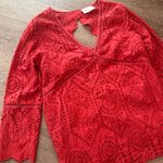 Sézane Sezane Andrea Red Eyelet Cutwork Top Blouse size 4 Photo 3