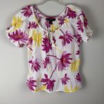 Gloria Vanderbilt  BOHO Lightweight Knit Floral Blouse Shirt Women's‎ Sz M Cotton Photo 12