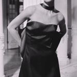 ZARA Large Back BOW TRIM VOLUMINOUS SATIN EFFECT MINI DRESS Black Size M NEW Photo 5