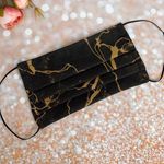 Black And Gold Metallic Marble Cotton Face Mask Photo 2