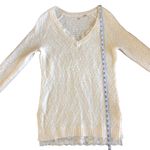 Anthropologie Knitted & Knotted Cream Lace Bottom Hem Women’s Sweater XS Photo 11