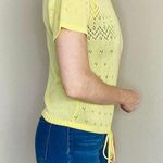 Vintage 70’s Yellow Crochet Preppy Short Sleeve Light Sweater Photo 3