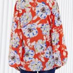 Pretty red lightweight blouse with bold floral design! Has cute balloon … Size 14 Photo 2