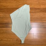 ZARA  Bodysuit Womens Medium‎ Mint Green One Shoulder Ruched Sleeveless Top Tank Photo 1