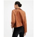 ALLSAINTS NWT Dalby Slim Fit Leather Biker Jacket Cognac Brown Size 2 Photo 2