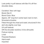 Bar III Bar 111 blue smocked 3/4 puffed sleeve mini dress. Size Medium. NWT. Photo 4